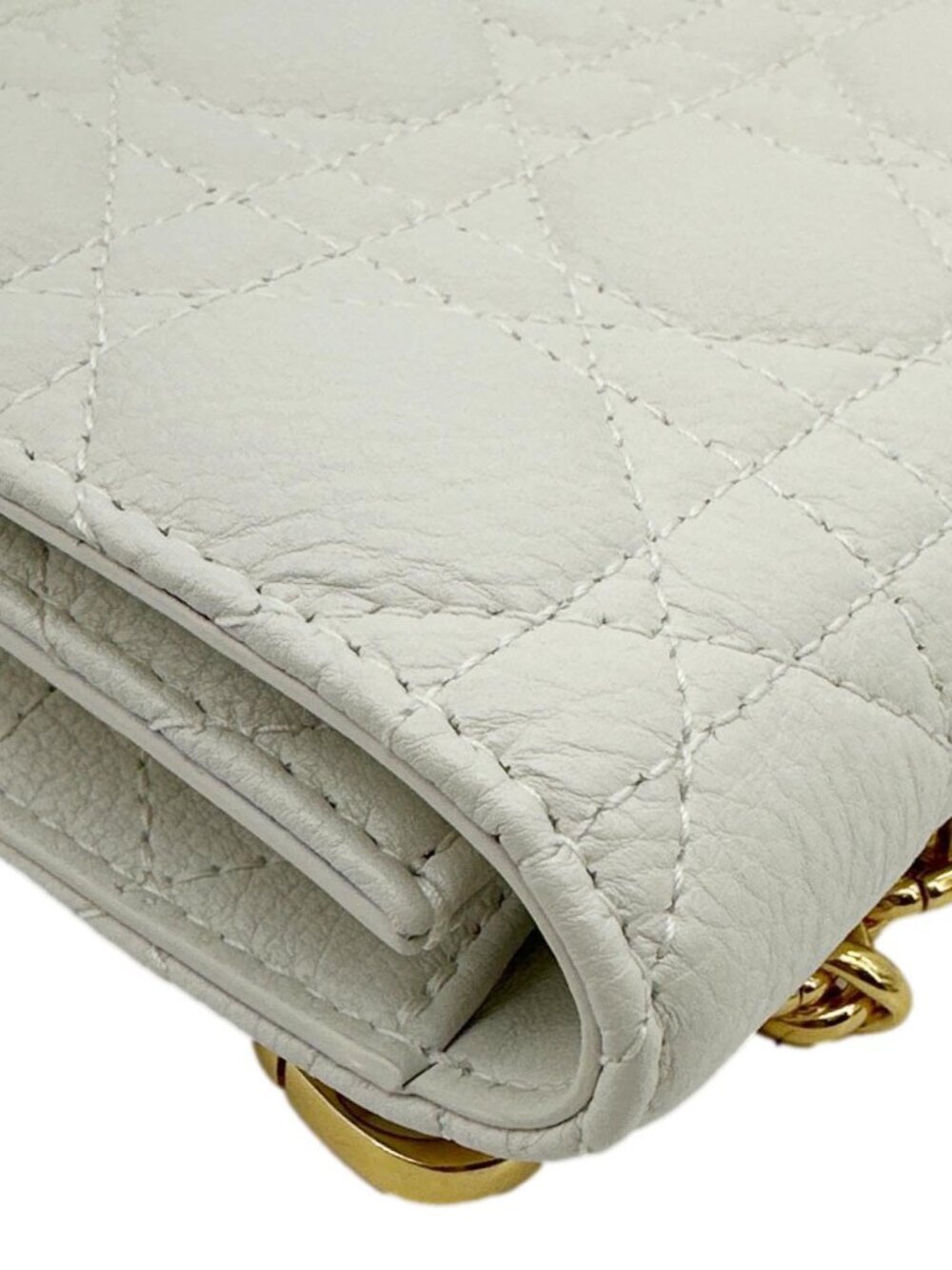 Christian Dior Caro Supple Cannage Calfskin Leather Chain Shoulder Bag Ivory - Picture 7 of 12